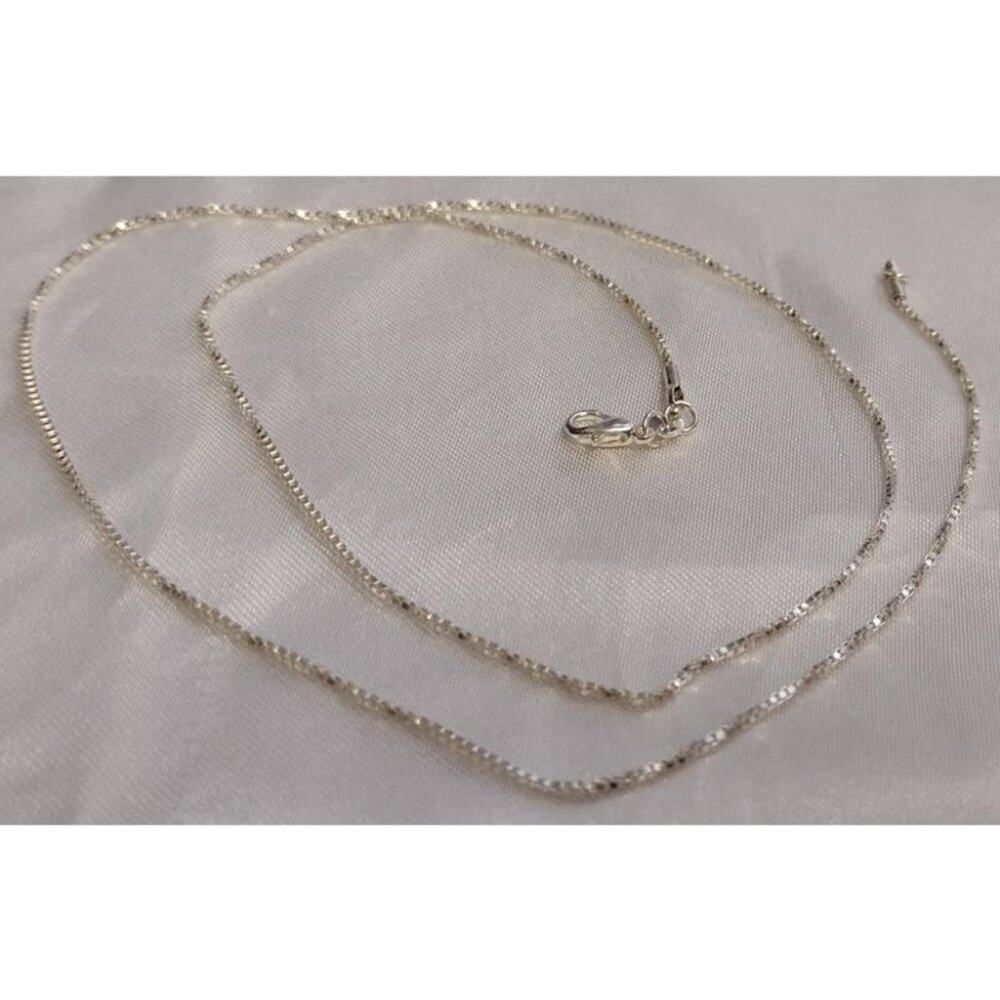 Sterling Silver 925‎ Plated 22 Inch Box Chain Necklace New 1/16th" Wide Lobster